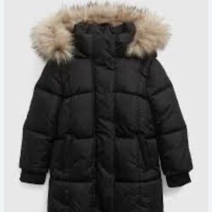 Baby GAP Black Puffer Jacket with Faux Fur Hood